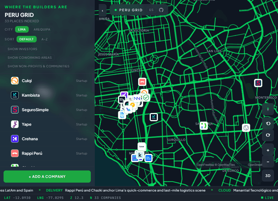 Peru Grid — Mapping the Peruvian Tech Ecosystem screenshot 1